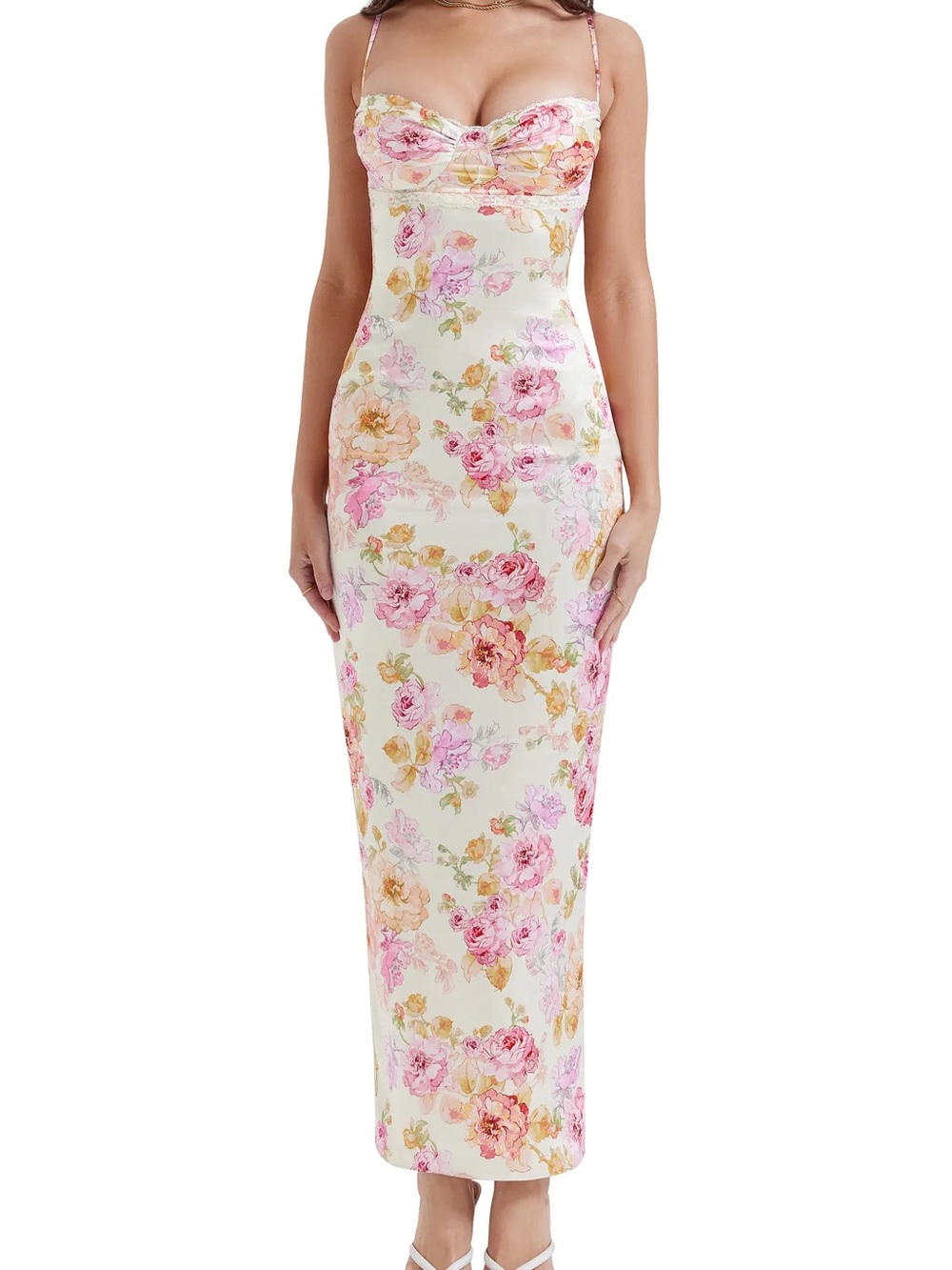 House of CB Josefina Pink Peony Print Maxi Dress